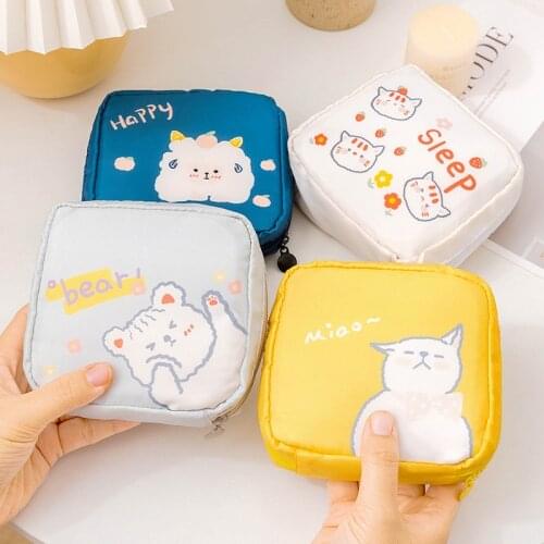 Womens Small Cosmetic Bag Cute Travel Mini Sanitary Napkin Storage Bag Coin Money Card Lipstick Storage Bag Wallet Bag
