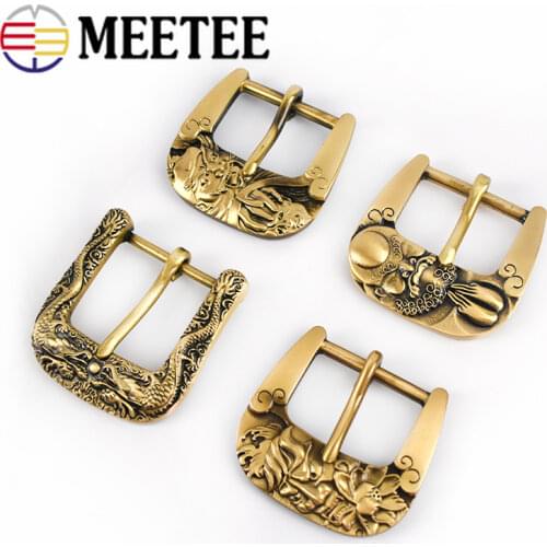 Meetee 1pc ID40mm Mens Solid Brass Belt Pin Buckles Dragon Style Buckle for Pants Jeans DIY Clothes Decor Accessories AP661