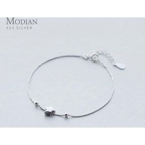 Modian Genuine 925 Sterling Silver Beads and Star Beads Chain Bracelet Female Fashion Silver 925 Jewelry Accessories Gifts
