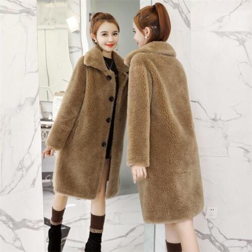 Youth clothing for women Faux fur coat womens Plush famale jacket elegant Imitation lambswool warm fur coats Autumn-Winter 4589