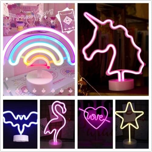 Wall Hanging Lights LED Neon Lamp USB Charging Neon Light Sign Popsicle Rainbow Bar Neon Sign Light for Party Bedroom Decor