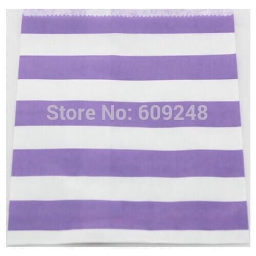 100pcs Mixed Colors Cheap Holiday Buffet Candy Treat Gift Lilac Sailor Striped Kraft Paper Favor Bags