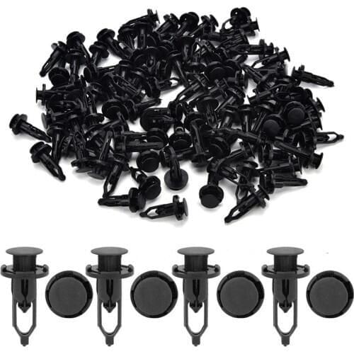 New 100X 9mm Black color Car Door Trim Fender Clips Plastic Rivets Fastener for Toyota