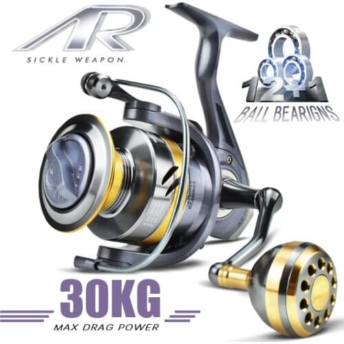 Q&L 2021 New 2000-7000 Metal wire cup 12+1BB 25kg Max Drag Metal rocker 5.2:1 Spinning All Metal rocker Fishing Reel