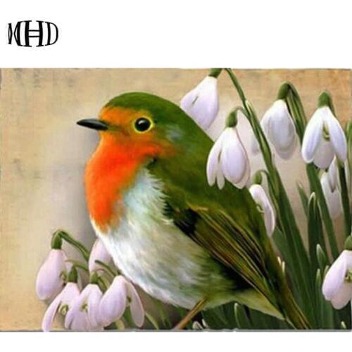 Full Square & Round Animals 5d diy Diamond Embroidery Bird Flower Diamond Cross Stitch Mosaic Diamond Painting Bird 30x40cm