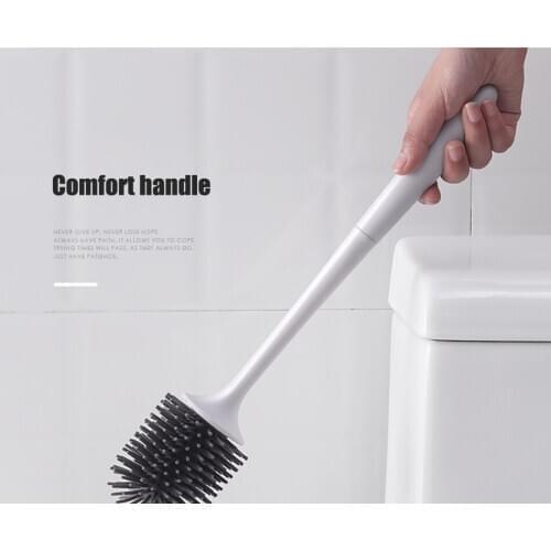 Silicone Toilet Brush Floor-standing Wall-mounted Base Cleaning Brush For Toilet WC Bathroom Accessories Set household items