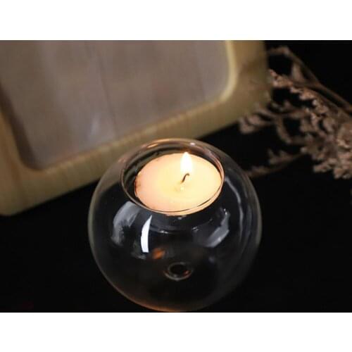 Glass Round Hollow Home Decor Candle Holders Wedding Decoration Accessories Candlesticks For Candelabro Centerpiece Vintage