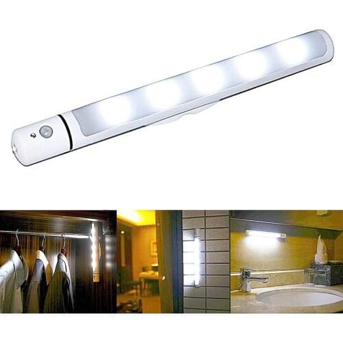 PIR Motion Sensor LED Under Cabinet Light Battery Powered Adjustable LED Closet Cabinet Wall lamp LED Rigid bar Night Lamp