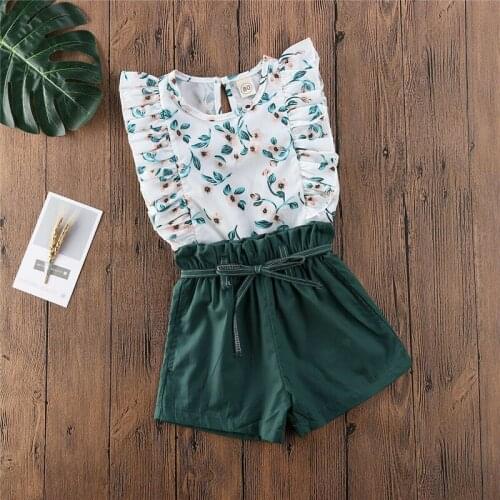 2020 Toddler Kids Baby Girl Floral Top Vest+Short Pants Cotton Casual Outfit 2Pcs Sunsuit Newest Fashion Clothes Summer Set