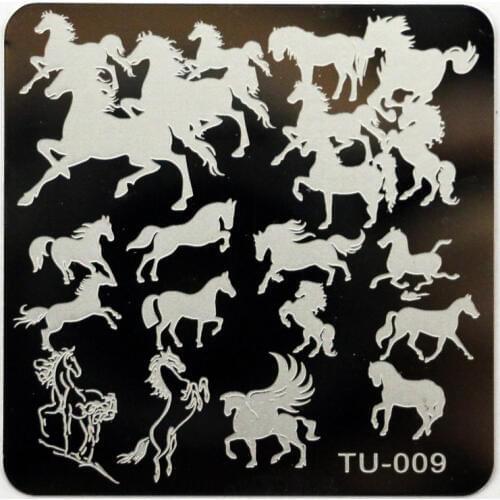 New 1 Pcs Galloping Horse Nail Stamping Plates Nail Polish Nail Art Decorations Templates Stencils Manicure Tools TU009