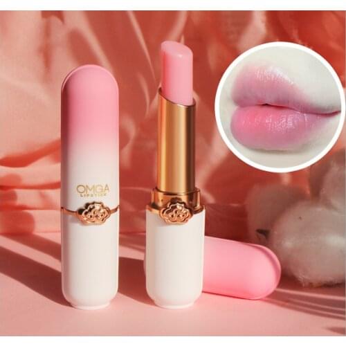 Moisturizing Lip Gloss Color Changing Lipstick Peach Lipstick Temperature Color Changing Waterproof Makeup Lipstick