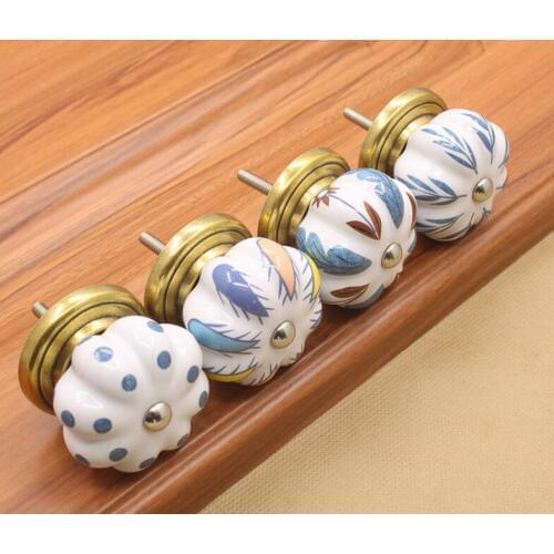 Vintage Bronze Rural Ceramic Cabinet Handle and Pulls Hand-painted Ceramic Furniture Hardware
