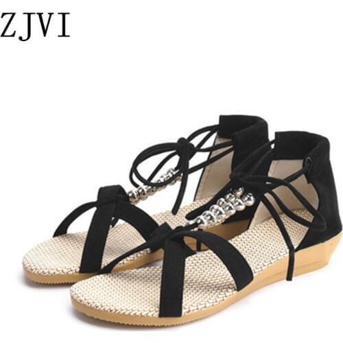 ZJVI Women Summer Flat Sandals Fashion Flats Ladies Sandal For Woman Sexy Shoes Female Sandalias Mujer 2020 Sandalia Feminina