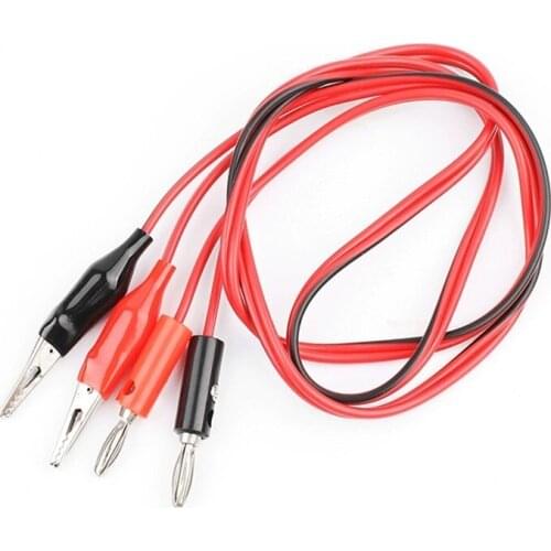 1M Alligator Cilp to AV Banana Plug Test Cable Lead Connector Dual Tester Probe 35mm Crocodile Clip for Multimeter Measure Tool