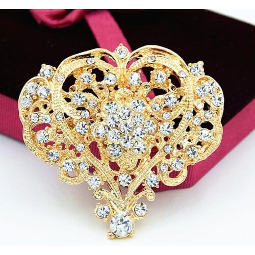Women classic elegant big love rhinestone inlaid heart-shaped brooch wedding jewelry Brooch Pin Womans accesories