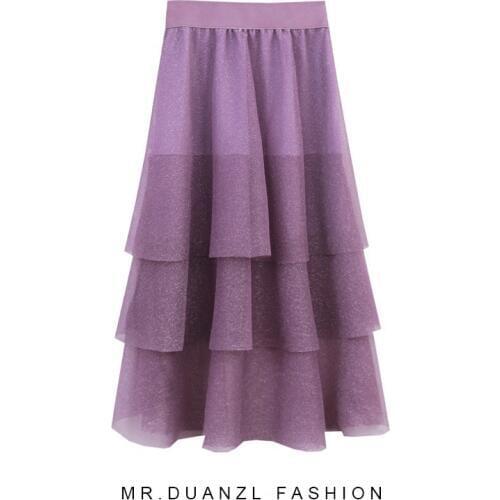 Womens Clothing New Cake Skirt 2018 New Fashion Summer Skirt Layer Long Paragraph Silk Women Skirt