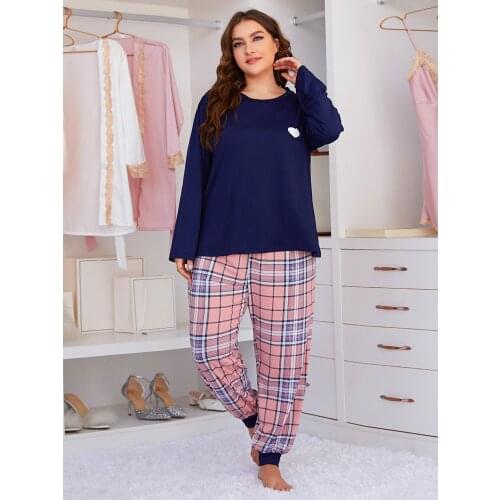 Womens Pajamas Autumn Large Size Sleepwear Sets Full Sleeve Long Pants Winter Warm Homewear Oversize Round Neck Pijama Sets