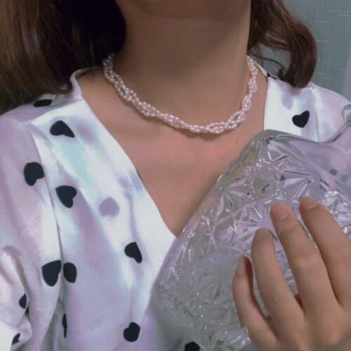 Female Necklace Freshwater Pearl Millet Bead Necklace Female Clavicle Chain Three Layer Necklace Simple Temperament Necklace