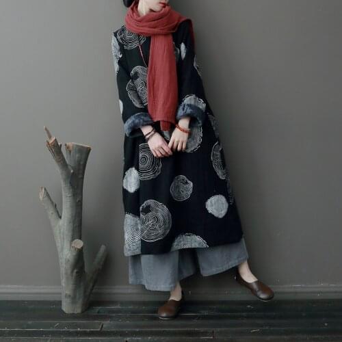 Women Jacquard Cotton Fleece Robe Dress Ladies National Robe Dress Female Cotton Fleeced Dresses 2019