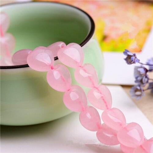 RONGQING 1Pack Natural Pink Crystal Beads Fresh Heart Beads for Jewelry Making Loose Beads DIY cordon bijoux
