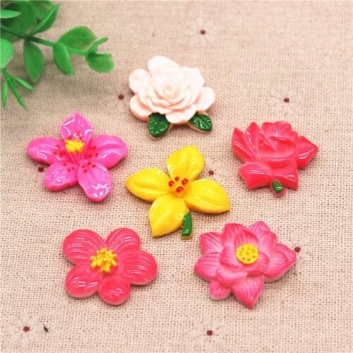 10pcs Cute New Hand Painting Resin Flower FlatBack Cabochon DIY Phone Hair Clip Decoration