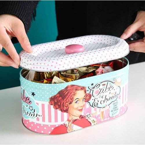 2Pcs 9/10 Inch Betty Ice-cream Girl Candy Biscuit Cookie Box Packaging Box Party Cake Tin Box Candy Box cocina для кухни Tool