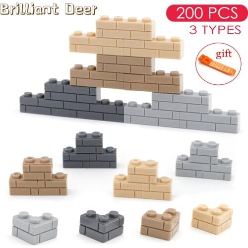 200 PCS 1X2 1X4 Dots Bricks DIY moc City Garden House Wall Building Blocks Parts Educational Creative Toys For Children Gift