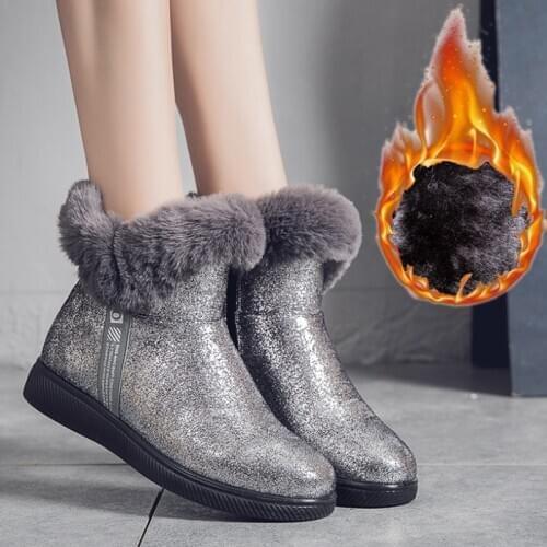 2020 New Winter Women Boots Sequined Snow Boots Thick Bottom Warm Women Boots Cotton Velvet Shoes Plus Size Women Shoes