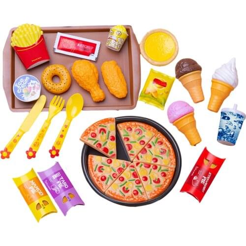27PCS Children Kitchen Pretend Play Pizzas Toys Kitchen Play Set Safe House Educational Pretend Toy for Kids