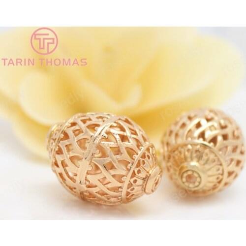 2PCS 19x28MM 24K Champagne Gold Color Plated Brass Oval Spacer Beads Bracelet Beads High Quality Diy Jewelry Accessories