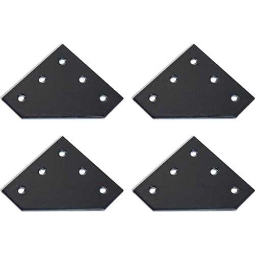 4 10pcs 5 Holes Black 90 Degree Joint Board Plate Corner Angle Bracket Connection Joint Strip for Aluminum Profile 2020
