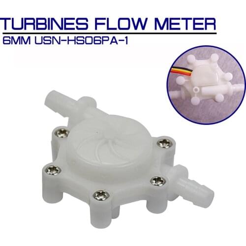 6mm USN-HS06PA-1 Turbines Flow Meter Hose Barb End Hall Water Flow Sensor 0.15-1.5L/min For Drinking Machine Water