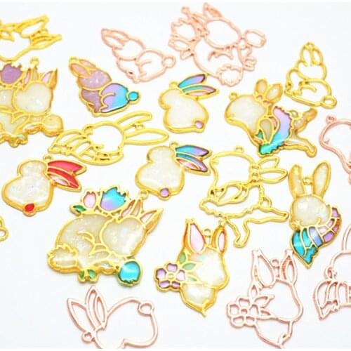 6 Pcs/Set Metal Frame DIY Jewelry Necklace Pendant Gold Kitten Cat Cute Hollow Frames UV Epoxy Resin Tools Accessories Handmade