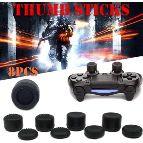8 PCS Playstation Video Games Controller Accessories Heighten Mushroom Headed Silicone Cap Thumb Stick for PS4 Xbox PS3X360