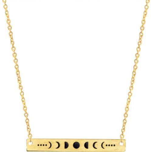 Bijoux Femme Collier 2017 Moon Phase Charm Necklaces Women Vintage Jewelry Colar Stainless Steel Eclipse Choker Halloween Gifts