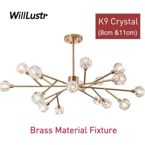 BOULE DE CRISTAL Ball Pendant Lamp Hotel Mall Living Dining Room Hotel Bedroom Molecular Luxury Crystal Copper Hanging Light