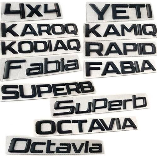 Black Silver 3D Metal Sticker Rear Trunk Car Styling Badge Decals Logo Labeling For Octavia Superb Fabia KAMIQ 4X4 RAPIDA YETI