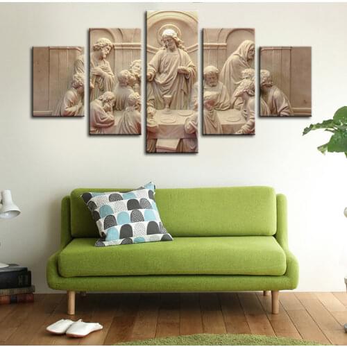 Jesus Last Supper Wall Decor for Living Room Pictures 5 Piece Canvas Prints Wall Art Christ Ultima Cena Paintings Drop Shipping