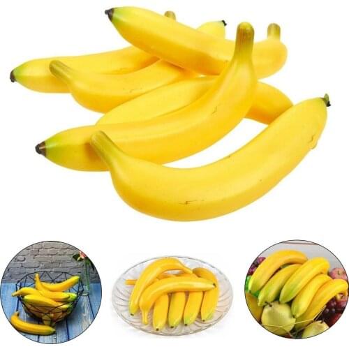 6pcs Artificial Bananas Plastic Foam Artificial Bananas Simulation Fruit Props Decor Kit Practical Home Decor
