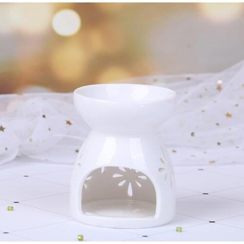 Ceramic Essential Oil Lamp Aroma Burner Aromatherapy Home Living Room Candle Fragrance Holder 1 Pc Ceramic White Wholesale New