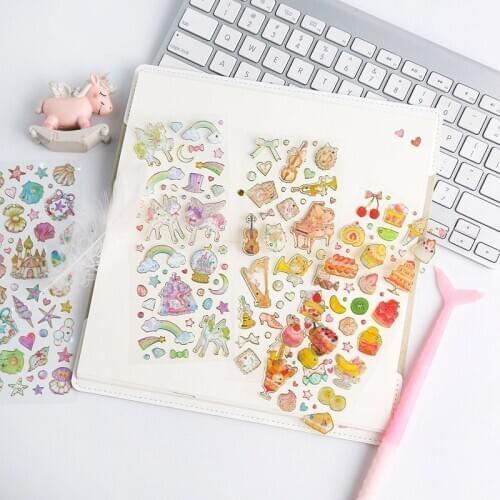 Korean Stickers Kawaii Stamping Transparent DIY Colorful Decorative Sticker Craft Laptop Notebook Scrapbook For Kids