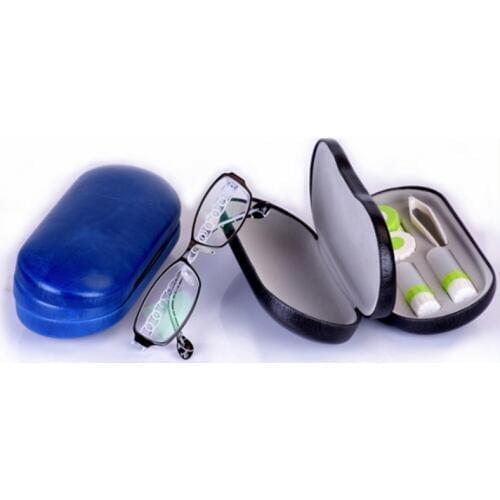 Leather Reading Glasses Case Double Interlayer with Mirror Metal Lens Case for Kit Box Dual Purpose Dual use lentes de contacto