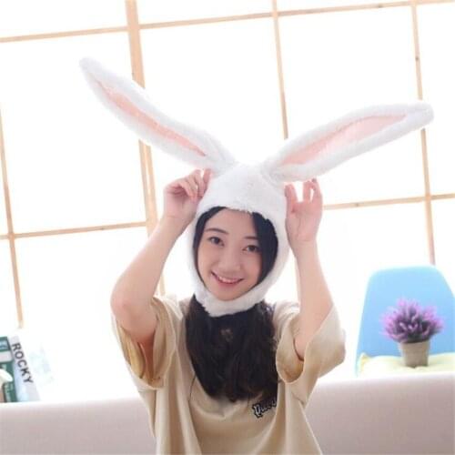 Hot Long Ears White Pink Rabbit Hat Cosplay Costumes Props Accessories Plush Head Fancy Cap Take Photos Keep Warm