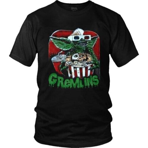 Horror Retro Sci Fi Gremlins Tshirt Men Harajuku Tee Top Cotton T Shirt Short Sleeve Gizmo 80s Movie Mogwai Monster T-shirt Gift