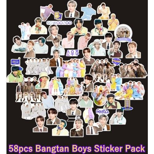 58pcs Bangtan Boys Stickers Kpop Festa 8th Anniversary 2021 Muster New Album Korean Stationery Idol Photo Pictures Stickers