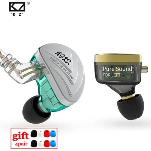 KZ AS12 6BA In Earphones HIFI Sport Monitor Headset Noise Cancelling Earbuds Earphones Replaceable cable KZ AS16 AS10 AS06 C16