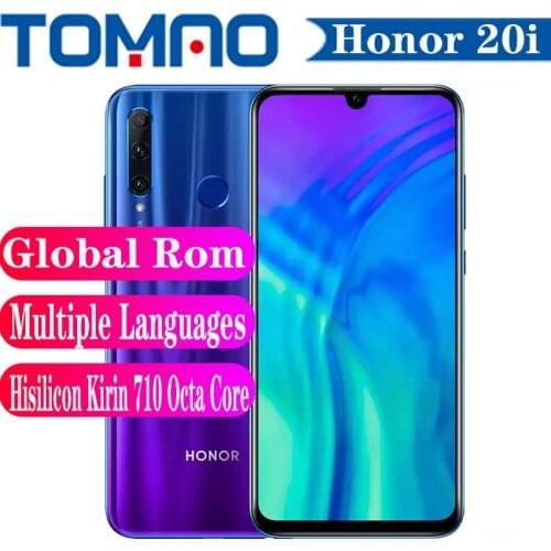 Honor 20i Cell phone Octa Core Hisilicon Kirin 710 6GB RAM 64GB 256GB ROM 6.21inch 3400mAh Battery Android 9 Multiple Languages