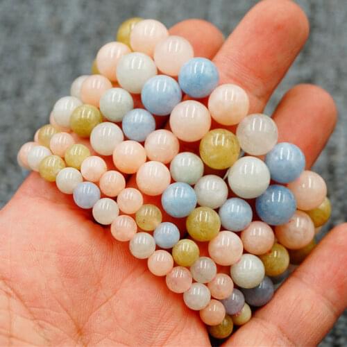 Multicolor Morganite Morgan Jades Round Loose Spacer Beads For Jewelry Making Strand 15" DIY Accessorries For Bracelet For Gifts
