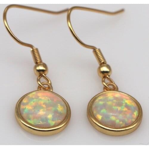 RH0056 2021 New Simple Round Colorful White Opal Earrings Womens Jewelry Gifts