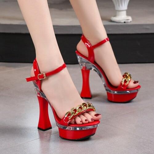 LEOPARD LAND 14CM High Thick Heel 34-43 Sandals Female Summer Platform Non-slip Thick-soled Sexy Shoes with Buckle Sandals LFD